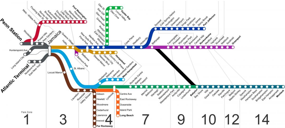 Mapa da estação de metrô de Long Island